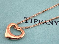 Tiffany&Co. ティファニー K18PG オープンハート ネックレス ピンクゴールド エルサ・ペルルッティ 3.0g  レディース