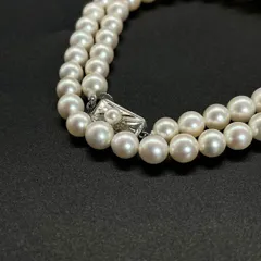 美品 4506 本真珠 天然 あこや パールネックレス ホワイト