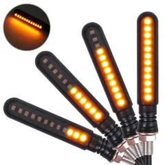 【新着商品】ウインカー 24LED バイク 12V 汎用 流れるウィンカー LED 高輝度 転向ライト IP65防水 Justech 4個セット (アンバ)