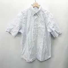 ◇ ⊂ UNIQLO ユニクロ ストライプ柄 半袖 シャツ サイズL ライトブルー系 メンズ E  【1409100066067】