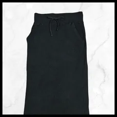 リブタイトスカート ウエスト紐付き 黒 リブ編み ロングスカート
