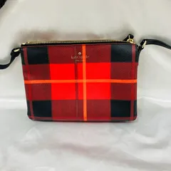 A【美品】kate spade ケイトスペード 赤黒チェック ショルダーバッグ デート