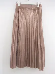 ◇ MAJESTIC LEGON サテン調 バックゴム ロング プリーツ スカート サイズS ピンクベージュ系 レディース P  【1304190000567】