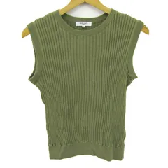 ナチュラルビューティーベーシック ニット トップス ノースリーブ リブ レディース Mサイズ グリーン NATURAL BEAUTY BASIC 【中古】