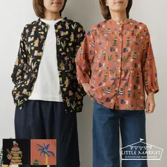 ＊【新品】【LITTLE MARKET リトルマーケット】コットン キューバ ライフ 前開き ブラウス (s4719-600)インド綿 レディース 春 夏 シャツ ゆったり 綿 羽織 ナチュラル 服 新作 おしゃれ コーディネート ナチュランド 人気 セール