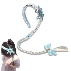 [TUDOUZZZ] ラプンツェル ウィッグ カチューシャ 髪の毛 子供 髪飾り ラプンツェル ティアラ お姫様 コスプレ ヘアバンド 女の子 かつら かわいい 子供 プリンセス おもちゃ 誕生日 小道具（青） 1