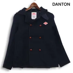 DANTON ダントン 秋冬★ ウール モッサー♪ フード ダブルボタン ジャケット Sz.34 レディース ネイビー 日本製