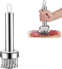 Asdays ミートテンダー 肉の筋切り器 ミートテンダライザー 肉たたきハンマー 調理器具 ミートソフター ステンレス製(シルバー,  円形)のサムネイル