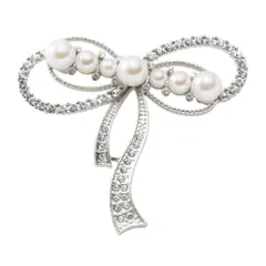 【シルバー×ワンサイズ】[Cream dot. クリームドット公式]  ブローチ フォーマル 卒業式 卒園式 入学式 入園式 ママスーツ コサージュ リボン ビジュー パール パヴェ 華やか ピン 上品 エレガント 大人