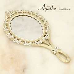 【2個セット】Agathe アガット ハンドミラー 手鏡・コンパクト 手鏡 PW4033GD おしゃれ リボン 可愛い ゴールド ロココ クラシカル エレガント 高級感