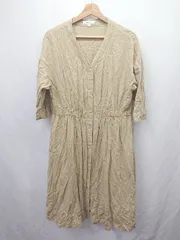 ◇ ⊂ niko and… ニコアンド 無地柄 長袖 膝下丈 膝下ボタンワンピース サイズ3 ベージュ系 レディース E  【1508060027733】