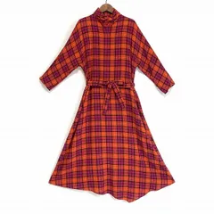 #wnc ポールスミス PaulSmith ワンピース 40 オレンジ ピンク ドルマンスリーブ チェック アシンメトリー ベルト付き レディース [840074]のサムネイル