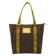 LOUIS VUITTON ルイ ヴィトン アンティグアライン カバMM トートバッグ ショルダーバッグ キャンバス ブラン 茶 ブラウン カーキ M40086