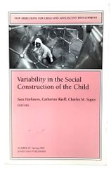 【中古】Variability in the Social Construction of the Child/Sara Harkness・他(著) /Jossey-Bass