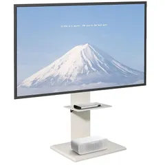 Afaloona テレビスタンド 壁寄せ テレビ台 tvスタンド 32~65インチテレビ対応 収納トレイ付き 高さ調節可能 左右回転 tv stand 家用/学校/ビジネス展示用/病院業務用 木目調ホワイト 1