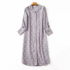 ☆ ピンク×ハート ☆ Mサイズ ☆ ネグリジェ パジャマ lypa11 ネグリジェ ワンピース レディース パジャマ ルームウェア ルームウエア 部屋着 ナイトウェア 寝間着 寝巻き 前開き 長袖 柄 通気性 かわいい 冬 春 秋