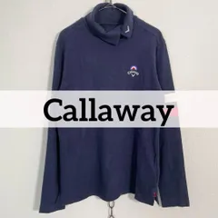 Callaway モックネック長袖カットソー ゴルフシャツ LLサイズ ネイビー 刺繍 キャロウェイ レディース