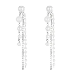 パールピアス シルバー ゴールド プチプラ 高見え かわいい 2way ロングピアス 人気 パーティー ドレス おしゃれ 両耳 (シルバー) [シルバー]