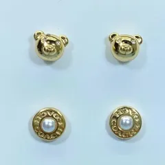 COACH コーチ 2点セット ピアス アクセサリー ジュエリー 小物 ロゴ クマ モチーフ ラインストーン GP パール ゴールド