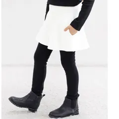 Bee【♪クーポン利用で20％OFF♪】スカッツ◇ホワイト◇韓国子供服 韓国子ども服 韓国こども服 キッズ 女の子 裏起毛 レギンス ストレッチ 100 110 120 130 140 150