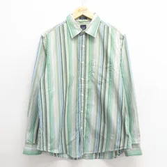 L/古着 ギャップ GAP 長袖 ブランド シャツ メンズ 00s 緑他 グリーン ストライプ 25may27 中古 トップス