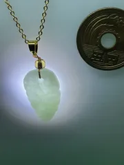 天然A翡翠 大業(葉)有成 ネックレス 2768