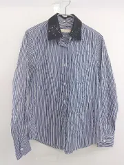 ◇ ◎ SLOBE IENA スローブ イエナ 2WAY ストライプ 長袖 シャツ ネイビー ホワイト レディース  【中古】 【1204230001212】
