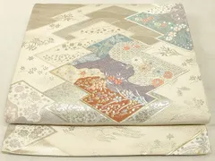 平和屋着物◎六通柄袋帯　唐織　松皮菱王朝文　金銀糸　正絹　逸品　AAAK3943Asx