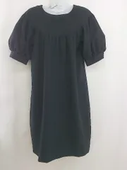 ◇ Flolia フロリア ボリュームスリーブ 半袖 膝丈 ワンピース サイズM ブラック レディース  【中古】 【1206130007615】