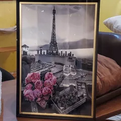 【完成品/送料無料】アートパネル 景色 二人の時間 花 絵画 額縁入 クリスタルパネル クリスタルアート オマージュアート フレーム付き 壁飾り 43×63 a54