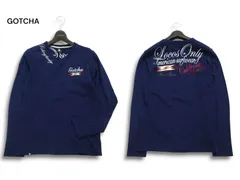 GOTCHA ガッチャ 通年 チマヨ ロゴ刺繍★ 長袖 Vネック カットソー ロンTシャツ Sz.S メンズ 紺 サーフ