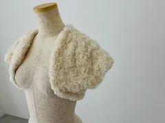 【 美品 半袖ボア ボレロ クリーム色 size 11号】