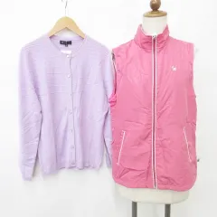 パーソンズ PERSON'S SPORT グレイスフルデイズ Graceful Days ベスト カーディガン 2枚セット ジップアップ スタンドカラー 長袖 丸首 花柄 ピンク 紫 パープル M