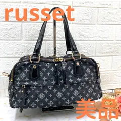 在庫処分セール❣️最終価格❣️美品❣️russetラシットハンドバッグレディースブランドブラック黒モノグラム金具ゴールド