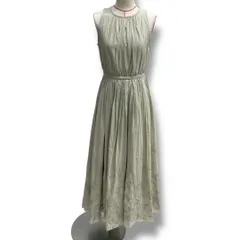 anuans アニュアンス スウィングエンブロイダリーワンピース ドレス ロングワンピース ノースリーブワンピース 花柄 フラワー 刺繍 エキゾチック ライトベージュ サイズS レディース 夏 ゴーゴー古着マルイ北千住店 23 No.607