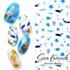 Free Shipping! Mermaid, Sea, Whale, Shell, Starfish, Marine, Fish Gel Nails, Nail Supplies, Gel Stickers, Decorative Supplies, Easy-to-Apply Gel Nail Stickers, Nail Art, Gel Nail Art, Nail Goods, Nail Studio [Friends of the Sea Nail Stickers]