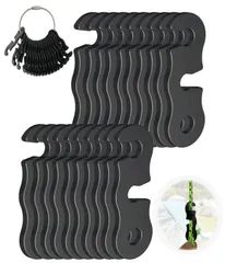 【数量限定】(くろ20個入) アルミ合金ロープテンショナーキャンプテントガイラインコードアジャスターキャンプ用品、ハイキング、リュックサック用キャンプギア超軽量テントステークスガイラインテンショナーテントコード 20個入 自在金具のサムネイル