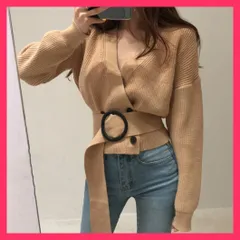 【スタッフおすすめ！】 リブニット カーディガン レディース ショートニット韓国/ニットソー 春秋冬/ベルト付きトップス リブニット カーディガン レディース  おすすめ おしゃれ　かわいい　人気 80MEIREN-006
