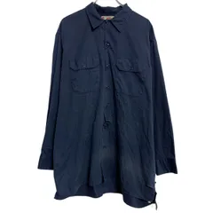 Dickies 長袖 ワークシャツ XL ネイビー ディッキーズ ボタン ビッグサイズ 胸ポケット ワークウェア 無地 古着卸 アメリカ仕入 a701-5289