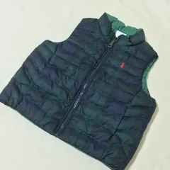 BB08　POLO　Ralph Lauren　ラルフローレン　リバーシブル　中綿ベスト　グリーン　３T　95cm