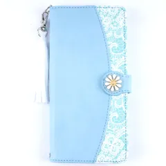 AQUOS R10 / R9 ケース 手帳 SH-51F SH-51E フラワー柄 合革 おしゃれ 手帳 ケース 【Color】スカイブルー