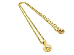 ■美品■ NINA RICCI ニナリッチ ラインストーン ロゴモチーフ ネックレス ペンダント アクセサリー レディース ゴールド系 DE4646