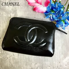 ✨良品✨ CHANEL シャネル ポーチ バニティバッグ 小物入れ ココマーク エンボス加工 ロゴ型押し シリアルシール ゴールド金具 パテントレザー  レディース ブラック 黒色