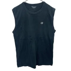 Champion ロゴTシャツ L ブラック チャンピオン プルオーバー ノースリーブ ワンポイント 刺繍 古着卸 アメリカ仕入 a704-5277