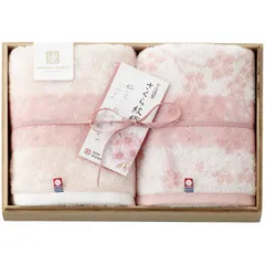 【ギフト】[タオル類]今治謹製 さくら紋織 桜染めフェイスタオル2P(木箱入)