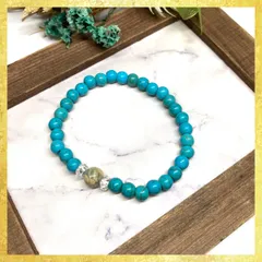 インプレッションストーン &ターコイズ ブレスレット パワーストーン   8mm×6mm / メンズ レディース 男性 女性 お守り ハンドメイド ★