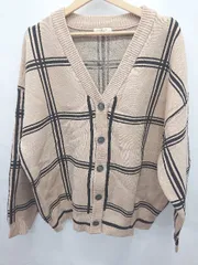 ◇ ⊇ classicalelf クラシカルエルフ チェック柄 長袖 ニット カーディガン サイズM ベージュ ブラック レディース E  【1411130014147】