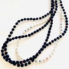 チャクラバランスネックレス / kimono 着物, indigo 藍, 絹糸