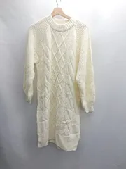 ◇ ⊇◎●未使用● w closet アラン模様 長袖 ひざ丈 ニットワンピース サイズFREE オフホワイト レディース E  【1411210001357】