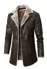 ロングコート バイクジャケット メンズ バイク用品 ツーリング かっこいい アウトドア用品 アウトドア ジャケット 秋コーデ ファッション 秋 冬 春 フェイク 厚手 ファー ムートン ラペル カラー ボトム ダウン ロング トレンチ コート ブラウン